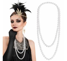 1920 Gatsby İnci Kolye – Vintage Uzun Beyaz İnci Kolye