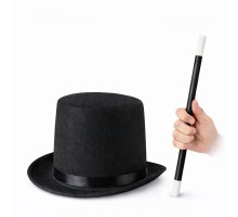 Çocuk Sihirbaz Şapkası ve Uzayan Yaylı Sihirli Sopa Seti