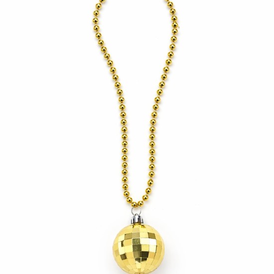 toptan-xml-dropshipping-Retro Disko Topu Şekilli 80'ler 90'lar Altın Renk Plastik Kolye