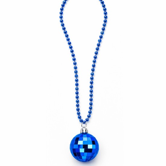 toptan-xml-dropshipping-Retro Disko Topu Şekilli 80'ler 90'lar Mavi Renk Plastik Kolye