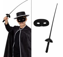 Zorro Kostüm Plastik Aksesuar Seti – Maske ve Kılıç (67 cm)