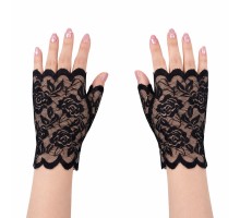 Siyah Dantel Parmaksız Kısa Eldiven