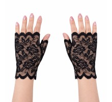 Siyah Dantel Parmaksız Kısa Eldiven
