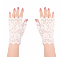 Beyaz Dantel Parmaksız Kısa Eldiven