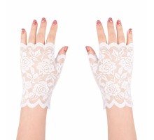 Beyaz Dantel Parmaksız Kısa Eldiven