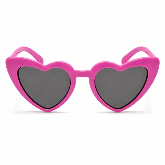 toptan-xml-dropshipping-Fuşya Pembe Retro Kalp Gözlük – 80’ler 90’lar Stil Parti Gözlüğü