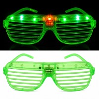 LED Işıklı Panjur Parti Gözlüğü Yeşil Renk Shutter Gözlük