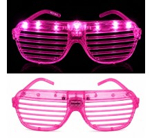 LED Işıklı Panjur Parti Gözlüğü Pembe Renk Shutter Gözlük