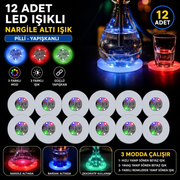 toptan-xml-dropshipping-RGB LED Nargile Altı Işık 12’li Set