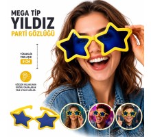 Mega Tip Yıldız Parti Gözlüğü Sarı Renk