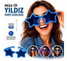 Mega Tip Yıldız Parti Gözlüğü Mavi Renk