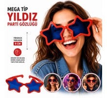 Mega Tip Yıldız Parti Gözlüğü Kırmızı Renk