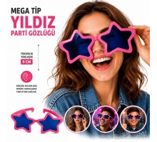 Mega Tip Yıldız Parti Gözlüğü Pembe Renk
