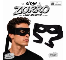 Siyah Zorro Göz Maskesi – Bağlamalı Parti ve Kostüm Aksesuarı