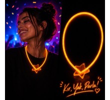 Fosforlu Yıldız Parti Kolyesi – Neon Işıklı Kolye Turuncu Renk