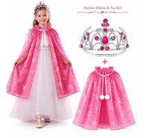 Masal Prensesi Pembe Pelerin ve Taç Seti (85 cm)