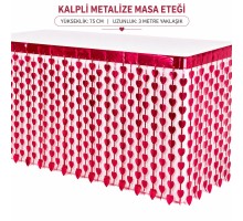 Kalpli Metalize Masa Eteği Kırmızı 75x300 cm