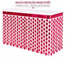 Kalpli Metalize Masa Eteği Kırmızı 75x300 cm