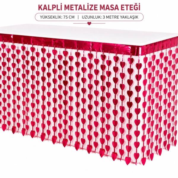 toptan-xml-dropshipping-Kalpli Metalize Masa Eteği Kırmızı 75x300 cm