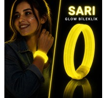 Sarı Kalın Glow Bileklik – Kırılarak Yanan Parti ve Festival Bilekliği