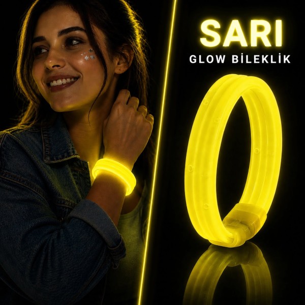 toptan-xml-dropshipping-Sarı Kalın Glow Bileklik – Kırılarak Yanan Parti ve Festival Bilekliği