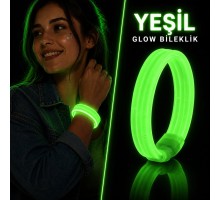 Yeşil Kalın Glow Bileklik – Kırılarak Yanan Parti ve Festival Bilekliği