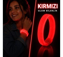 Kırmızı Kalın Glow Bileklik – Kırılarak Yanan Parti ve Festival Bilekliği