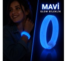 Mavi Kalın Glow Bileklik – Kırılarak Yanan Parti ve Festival Bilekliği