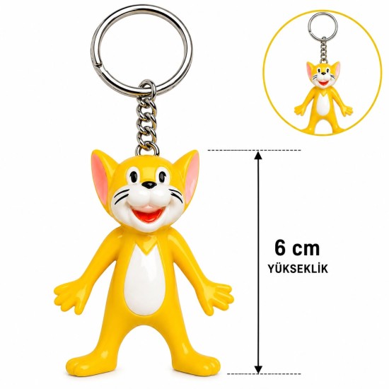 toptan-xml-dropshipping-Sevimli Sarı Kedi Figürlü Anahtarlık 6 Cm