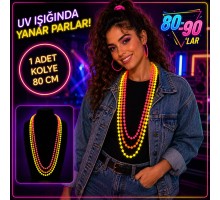 80'ler 90'lar UV Glow Parti Kolyesi 3'lü Set