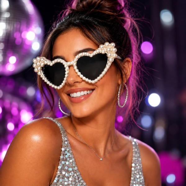 toptan-xml-dropshipping-After Party İnci Taşlı Kalp Gözlüğü