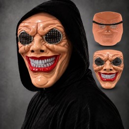 Kırmızı Ağız ve Beyaz Diş Detaylı File Gözlü Maske