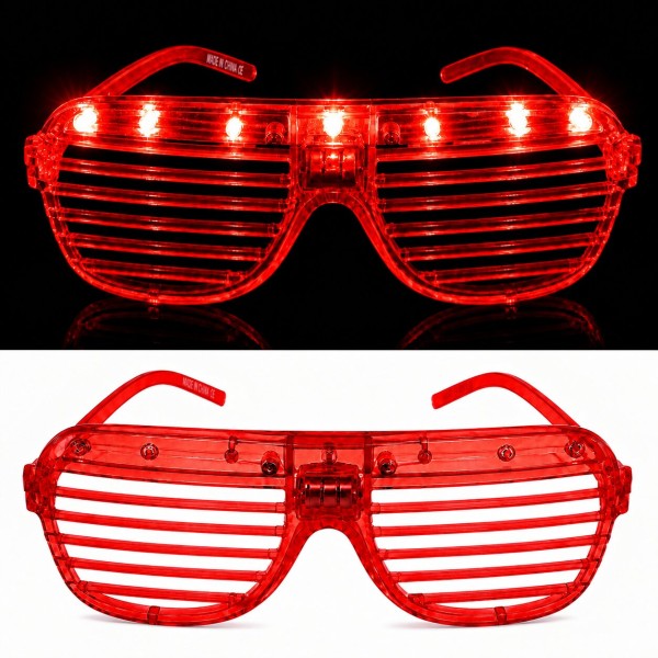 LED Işıklı Panjur Parti Gözlüğü Kırmızı Renk Shutter Gözlük