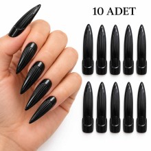 Siyah Plastik Cadı Takma Tırnak 10’lu Set