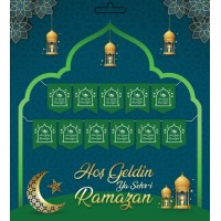 Yeşil Renk Hoşgeldin Ya Şehr-i Ramazan Yazılı Banner Ramazan Süslemesi 230 cm