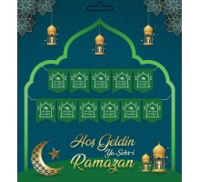 Yeşil Renk Hoşgeldin Ya Şehr-i Ramazan Yazılı Banner Ramazan Süslemesi 230 cm