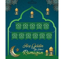 Yeşil Renk Hoşgeldin Ya Şehr-i Ramazan Yazılı Banner Ramazan Süslemesi 230 cm