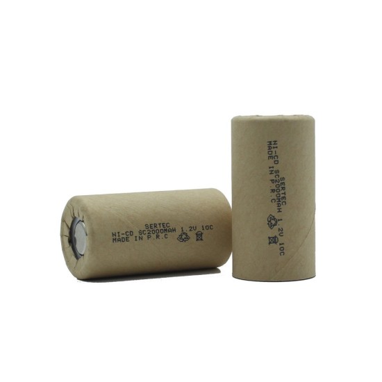 toptan-xml-dropshipping-1.2V Ni-Cd SC 2000 Mah Kağıt Şarjlı Pil 10C Başsız/Flat Head