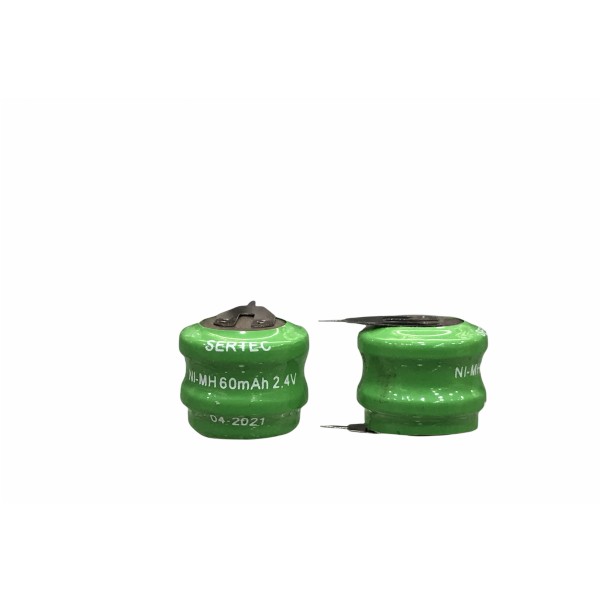 2.4V 2S1P 60 Mah 2 Pin NI-MH Buton Pil