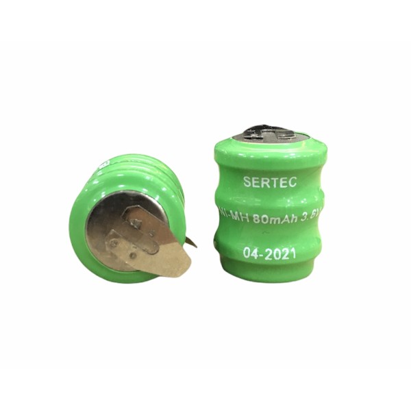 3.6V 3S1P 80 Mah 2 Pin NI-MH Buton Pil