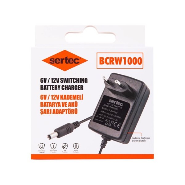 BCRW1000 6V/12V 1A Kademeli Batarya ve Akü Şarj Adaptörü