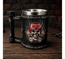 Kuru Kafa Motorcu Tasarımlı Metal Kupa Bardak