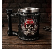 Kuru Kafa Motorcu Tasarımlı Metal Kupa Bardak