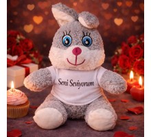 Sevimli Seni Seviyorum Tişörtlü Peluş Tavşan