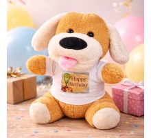 Happy Birthday Tişörtlü Peluş Oyuncak Köpek