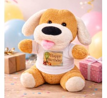 Happy Birthday Tişörtlü Peluş Oyuncak Köpek