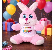 Happy Birthday Tişörtlü Peluş Tavşan