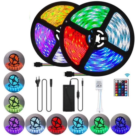 toptan-xml-dropshipping-Animasyonlu Tak Çalıştır Kumandalı Rgb Şerit Işık Aydınlatma Şerit Led 10 Mt
