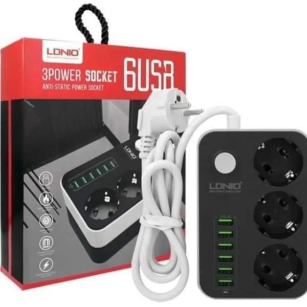 toptan-xml-dropshipping-LDNIO SE3631 3lü Priz 6 Usb Coğaltici Akim Korumali Priz