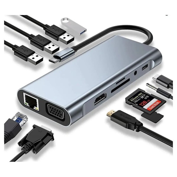 toptan-xml-dropshipping-Skygo Type C 11 In 1 ZR44 Hdtv Multifunction Adapter